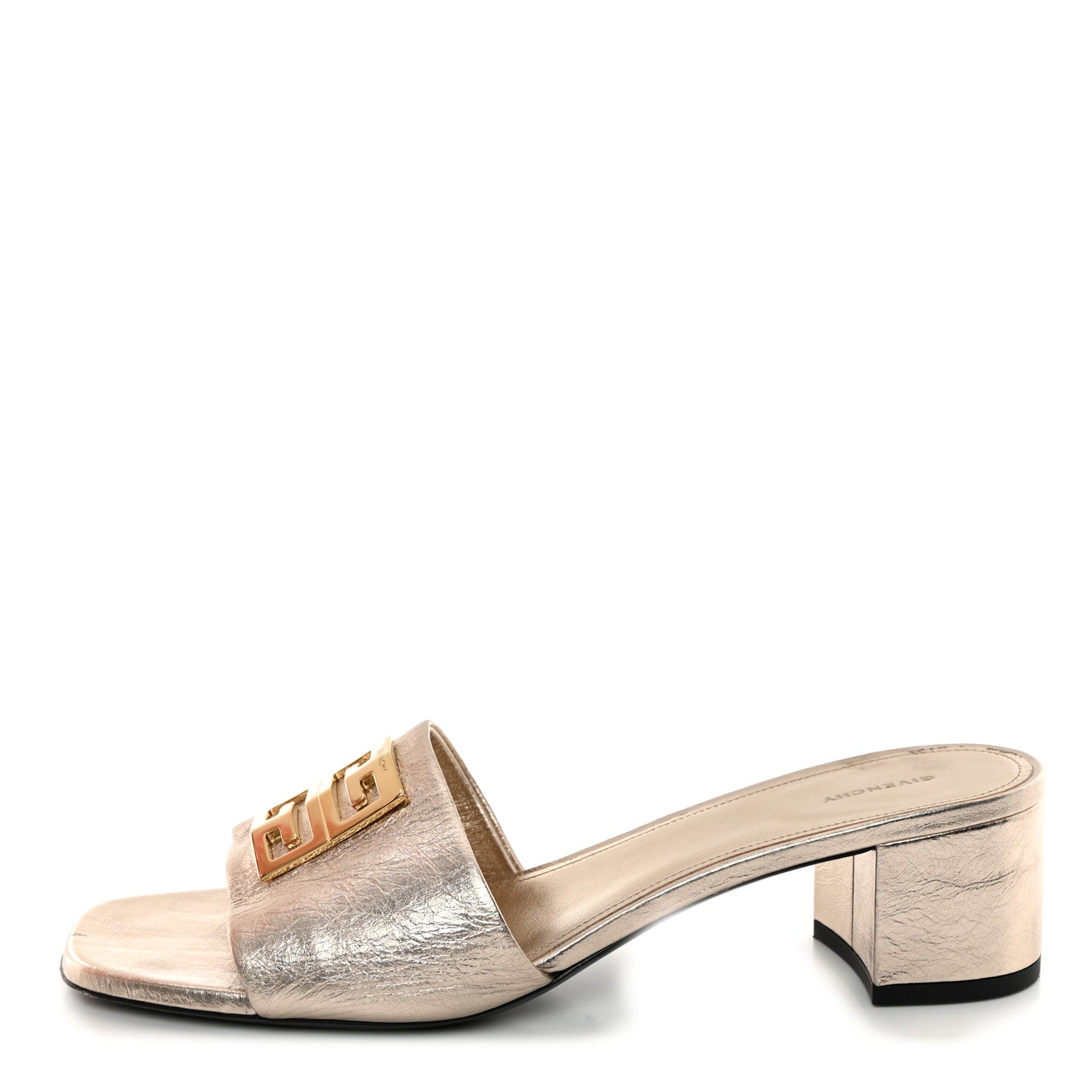 Givenchy Laminated Calfskin 4G Logo Mule Sandals 40 Dusty Golden 1 of 10