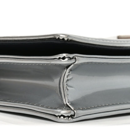 Christian Dior Metallic Patent Micro-Cannage Diorama Wallet on Chain Pouch Silver 9 of 10
