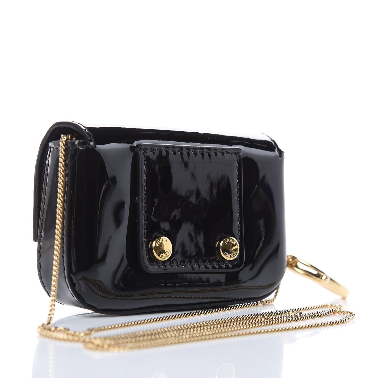 Vitello Vernice Mou Nano Baguette Belt Charm Black