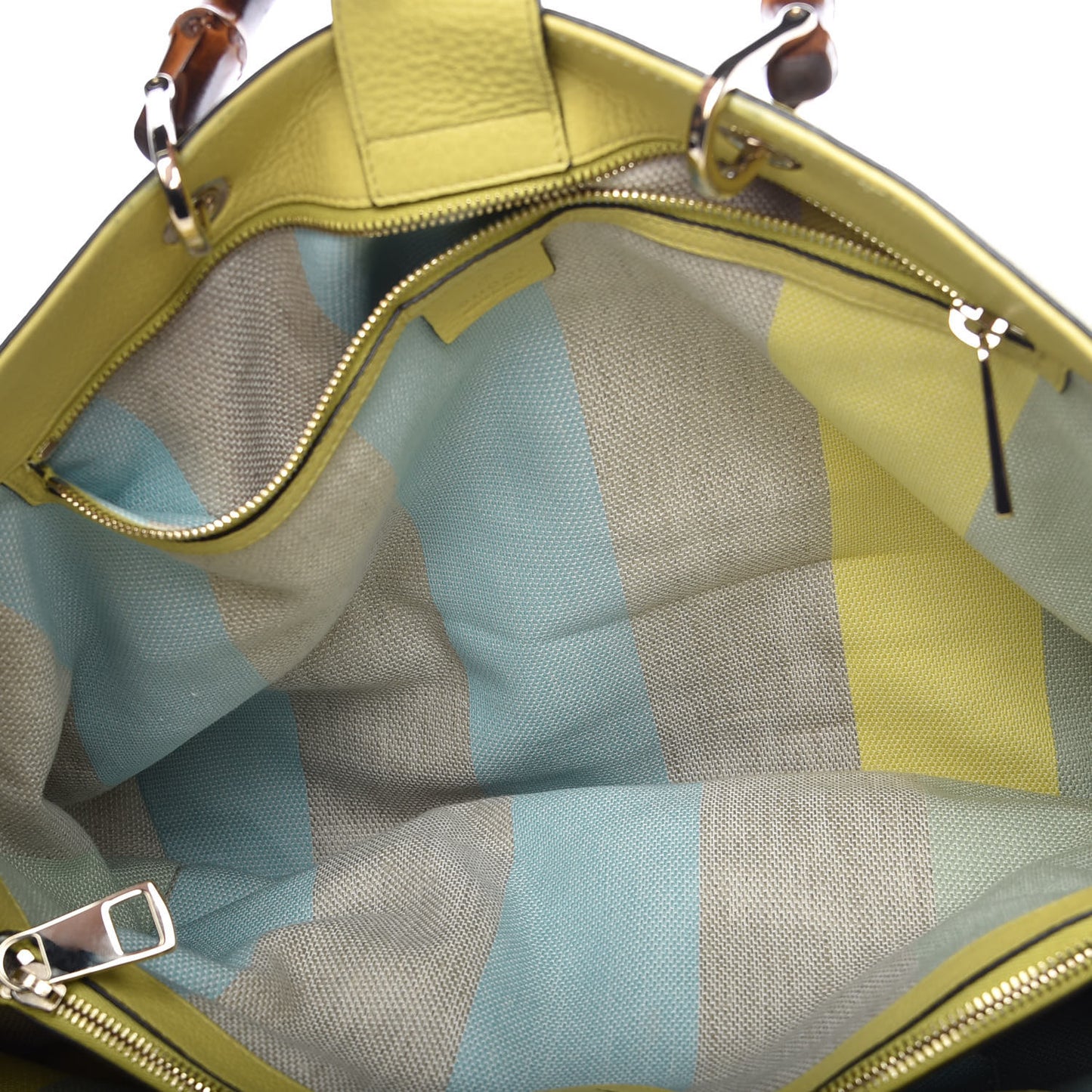 Calfskin Straw Large Bamboo Shopper Tote Citrus