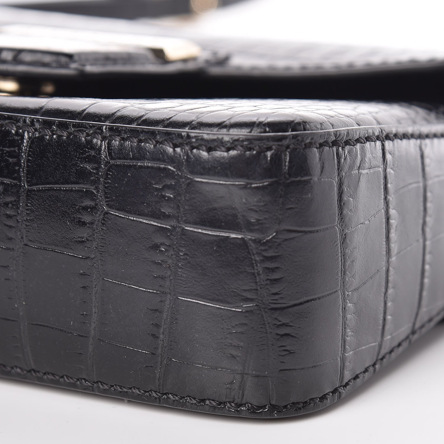 Givenchy Calfskin Crocodile Embossed Mini Nobile Shoulder Bag Black 11 of 11