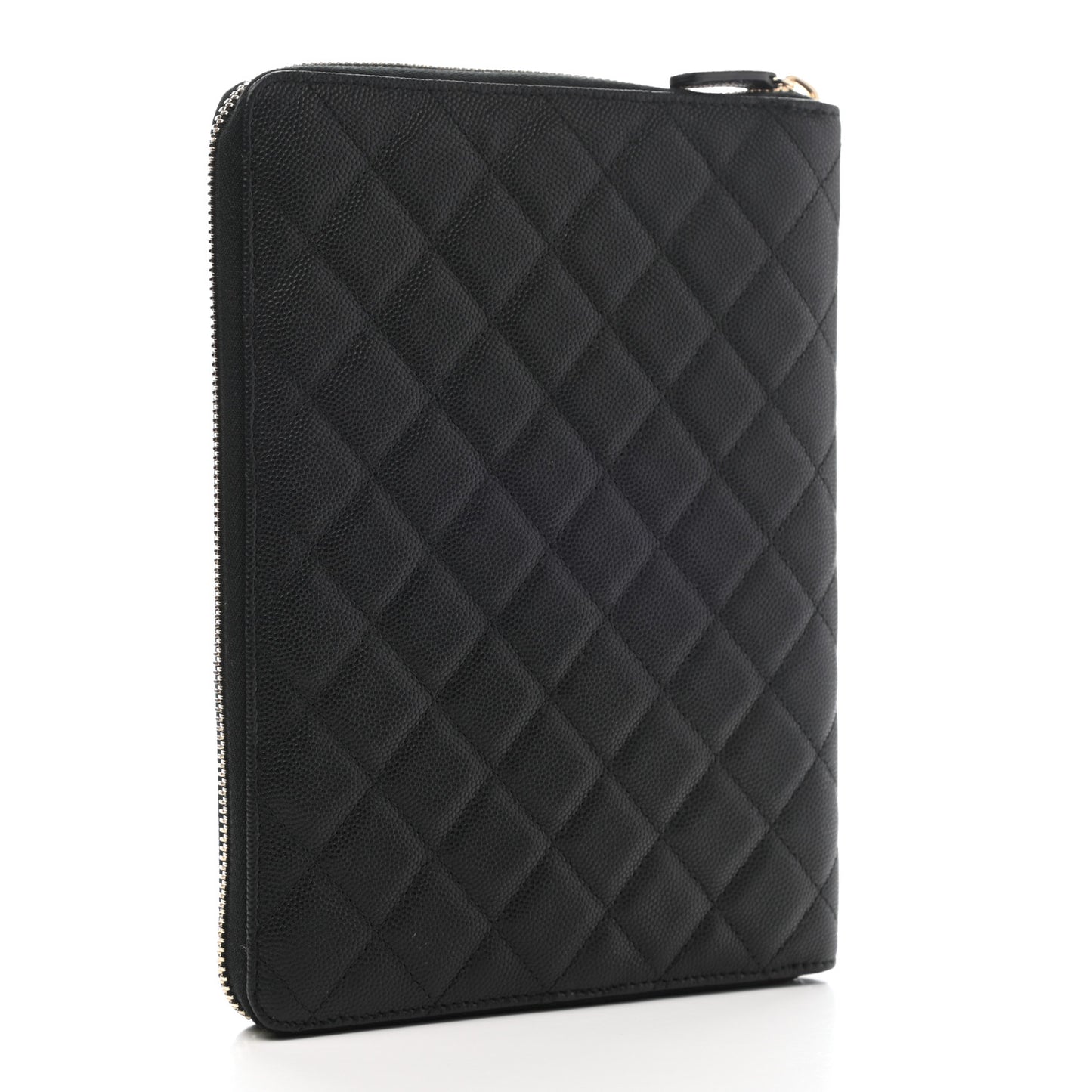 Caviar Quilted Zip Around Notebook Agenda Cover Black