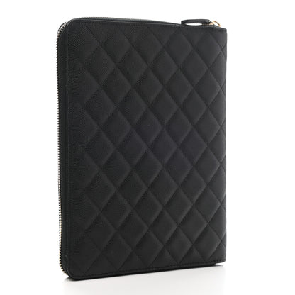 Chanel Caviar Quilted Zip Around Notebook Agenda Cover Black 3 of 9
