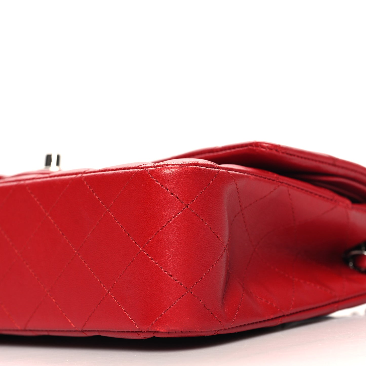 Lambskin Quilted Medium Double Flap Red