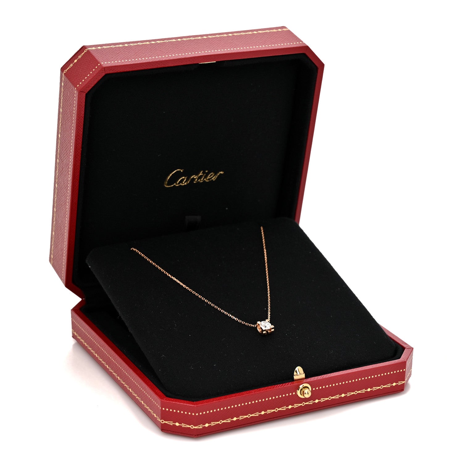 Cartier 18K Pink Gold Diamond .52ct C De Cartier Pendant Necklace 6 of 6