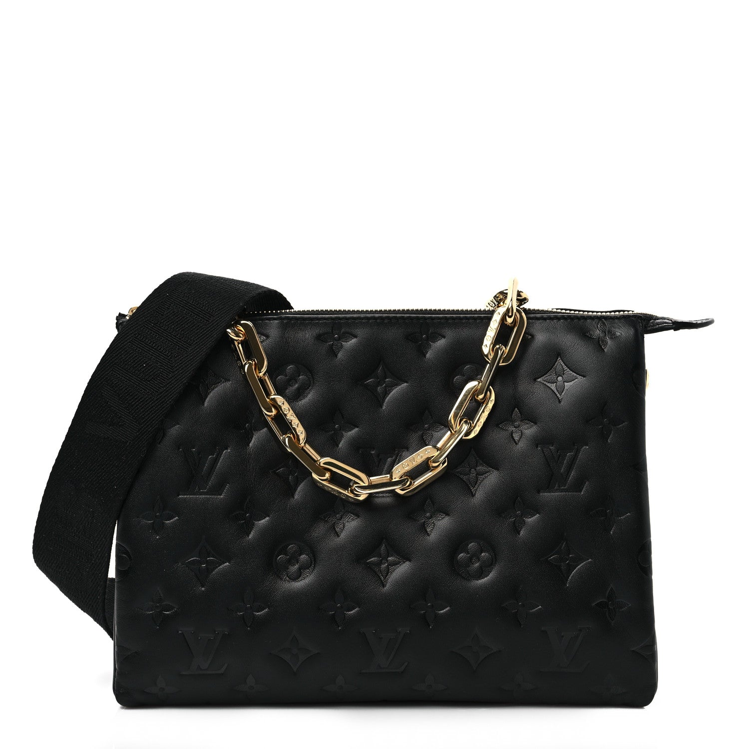 Louis Vuitton Lambskin Embossed Monogram Coussin PM Black 1 of 7