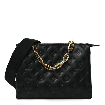 Louis Vuitton Lambskin Embossed Monogram Coussin PM Black 1 of 7