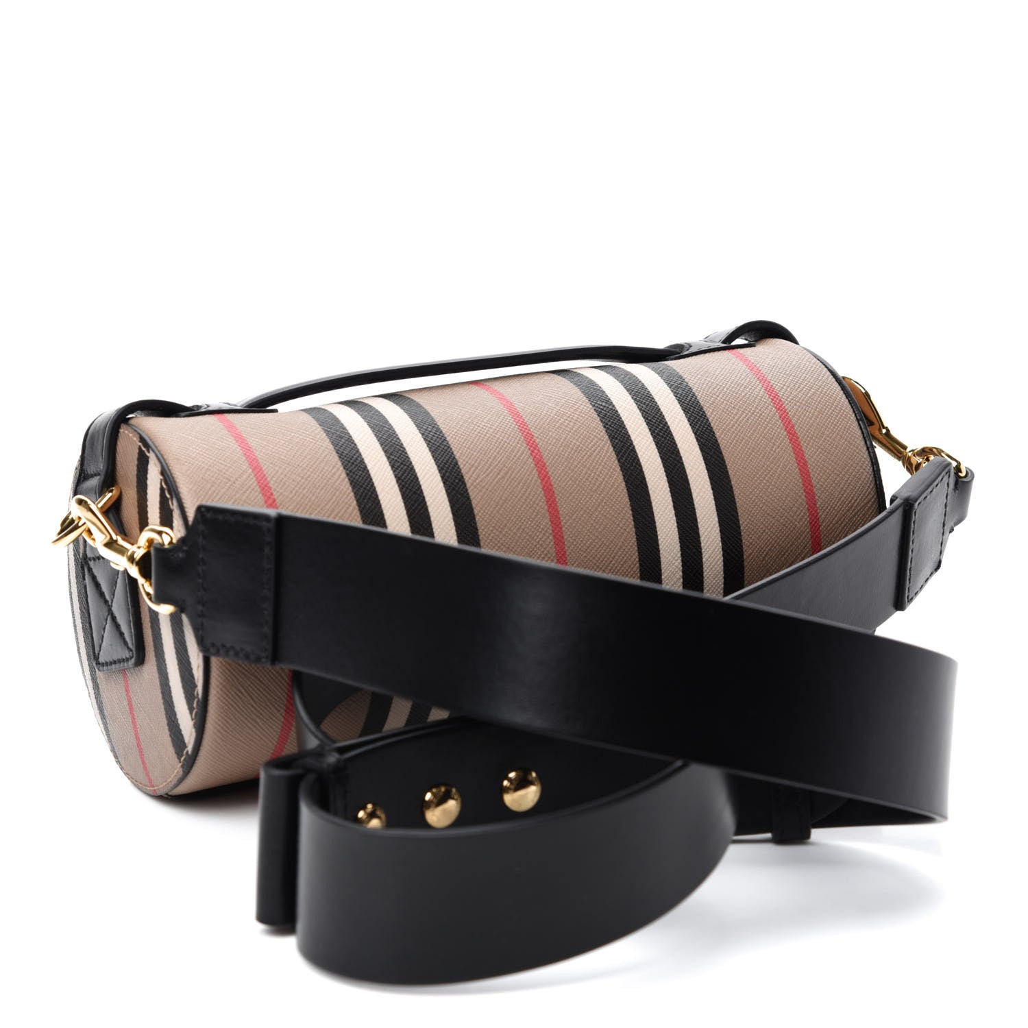 Burberry E-Canvas Calfskin Stripe Icon Barrel Bag Archive Beige 3 of 11