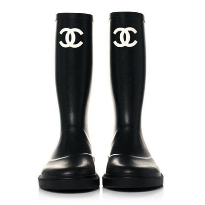 Chanel Caoutchouk CC High Boots 39 Black 2 of 7