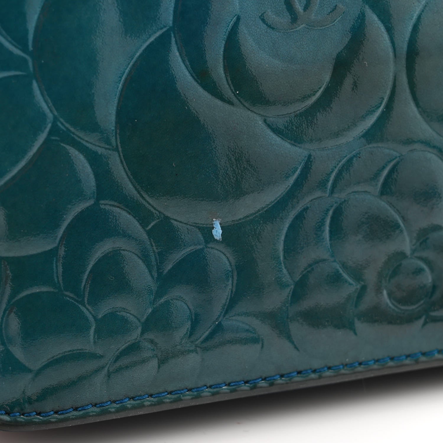 Chanel Patent Camellia Wallet on Chain WOC Royal Blue 14 of 14