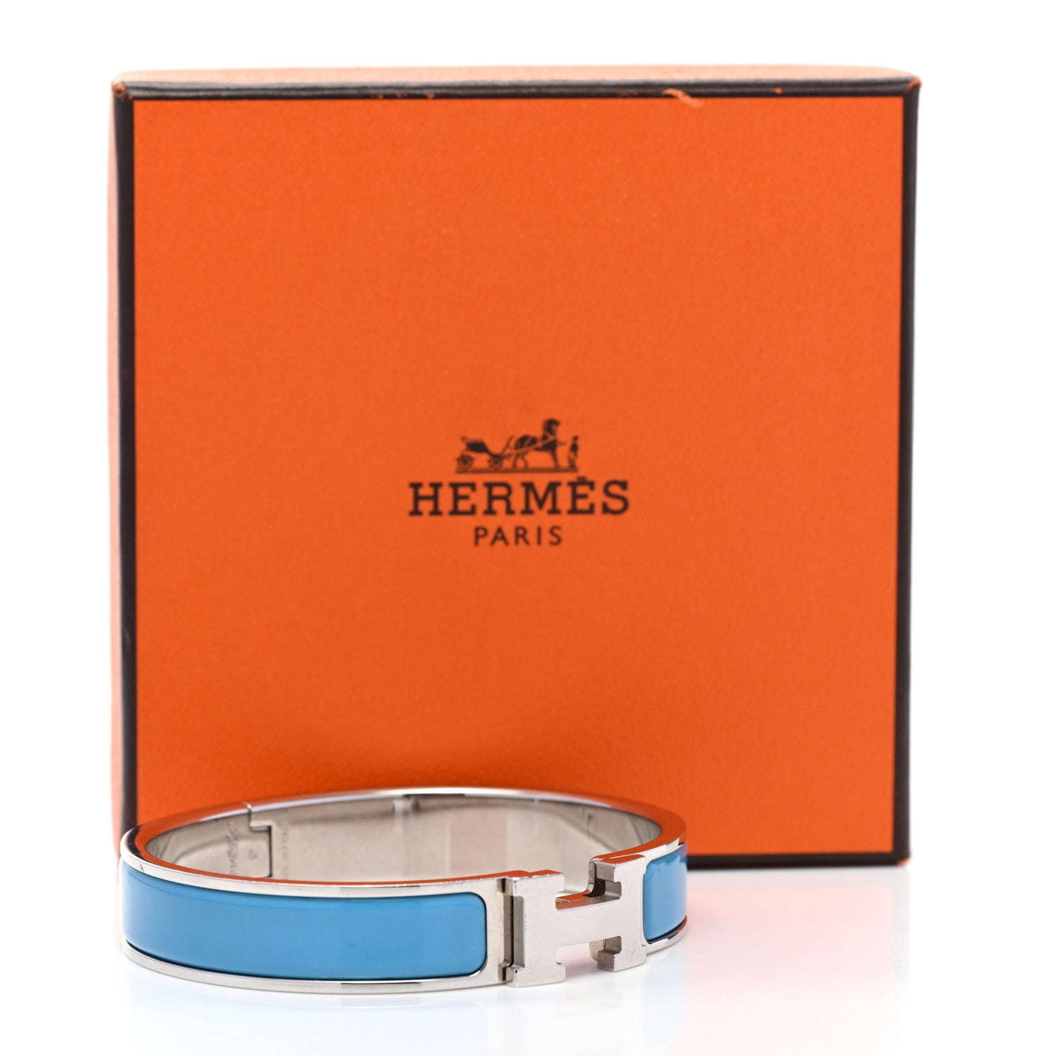 Hermes Enamel Narrow Clic Clac H Bracelet GM Blue Jean 9 of 9