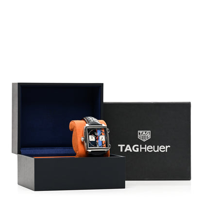 Tag Heuer Stainless Steel Calfskin 39mm Monaco Automatic Watch Blue CAW211R 5 of 5
