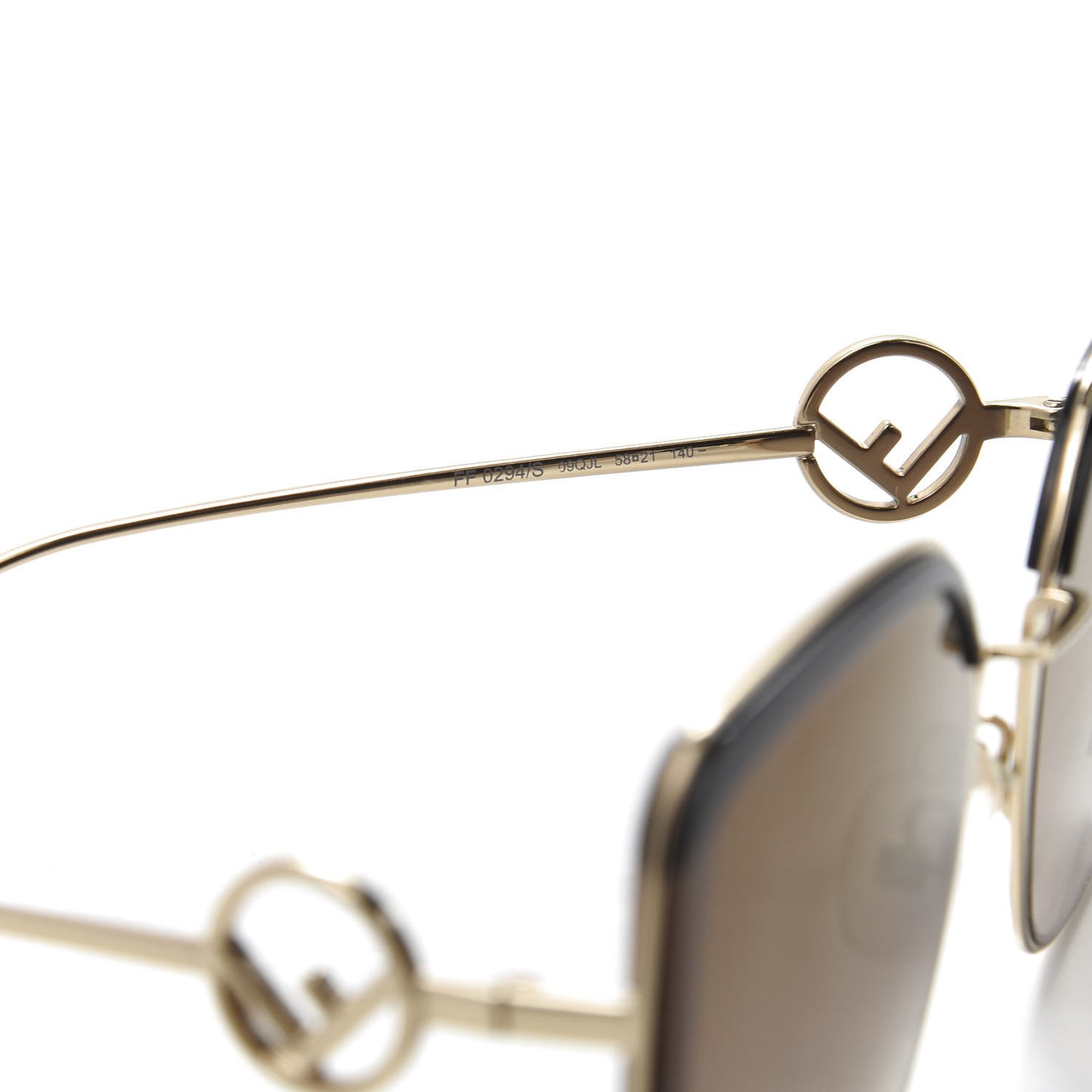 Metal Acetate F is Fendi Square Sunglasses FF 0294/S Gold