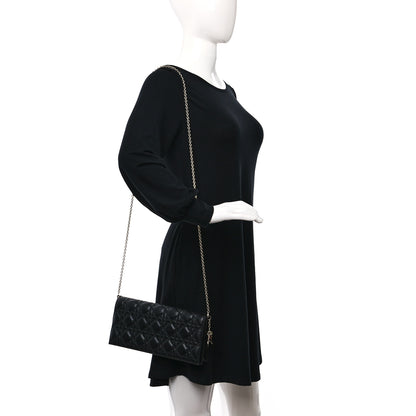 Christian Dior Lambskin Cannage Lady Dior Convertible Clutch Black 3 of 8