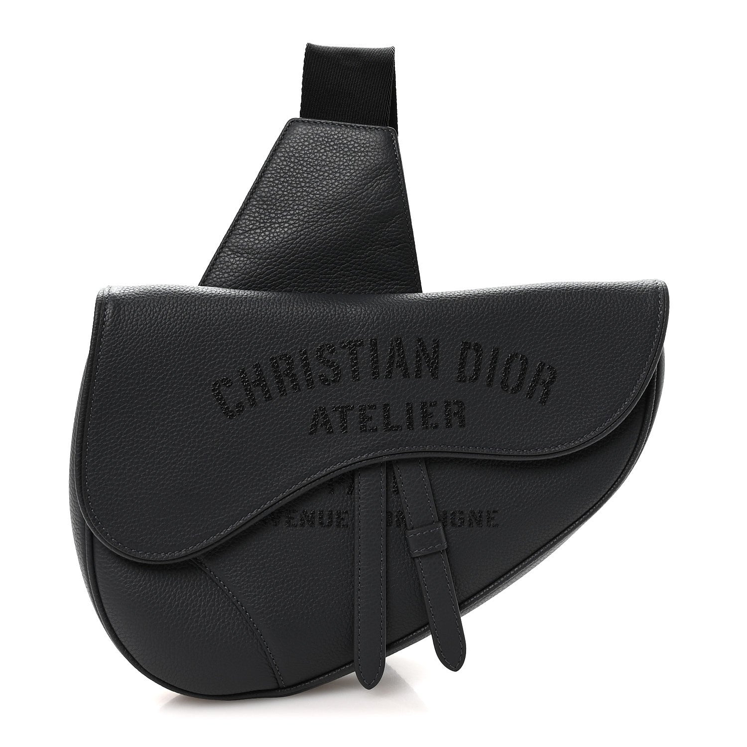 Christian Dior Calfskin Atelier Signature Print Mens Saddle Bag Grey 1 of 10