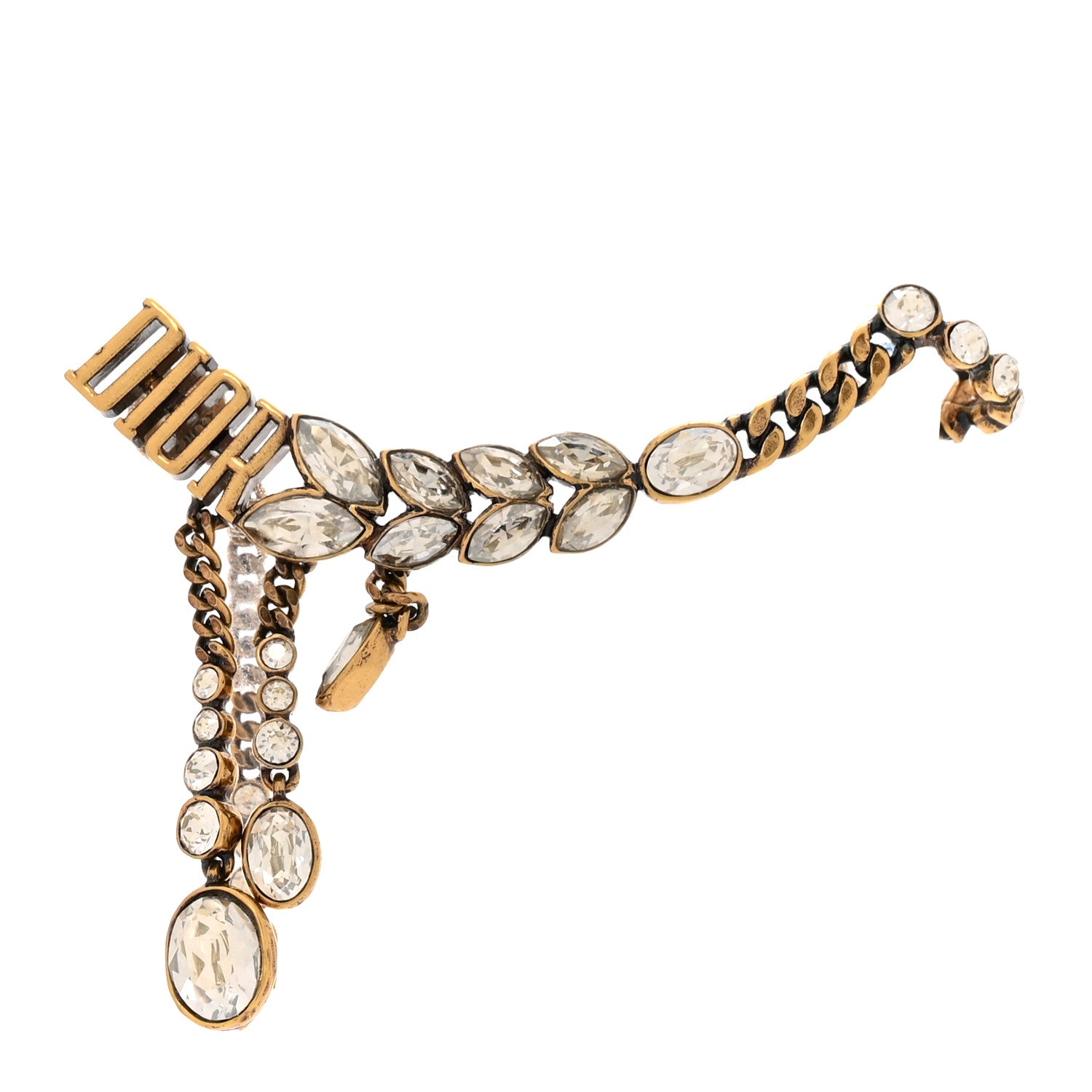 Christian Dior Metal Crystal J'Adior Laurier Ear Cuff Gold 1 of 4