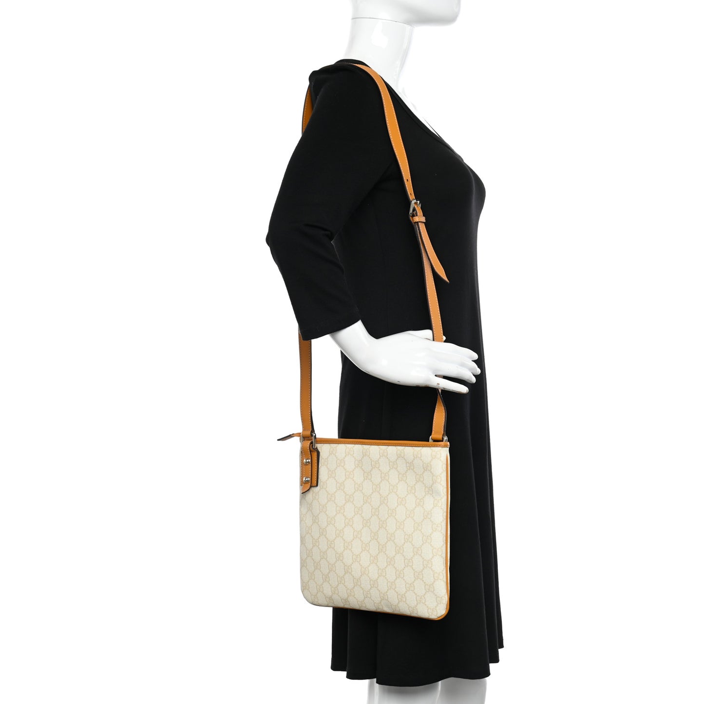 GG Plus Monogram Flat Messenger Bag White
