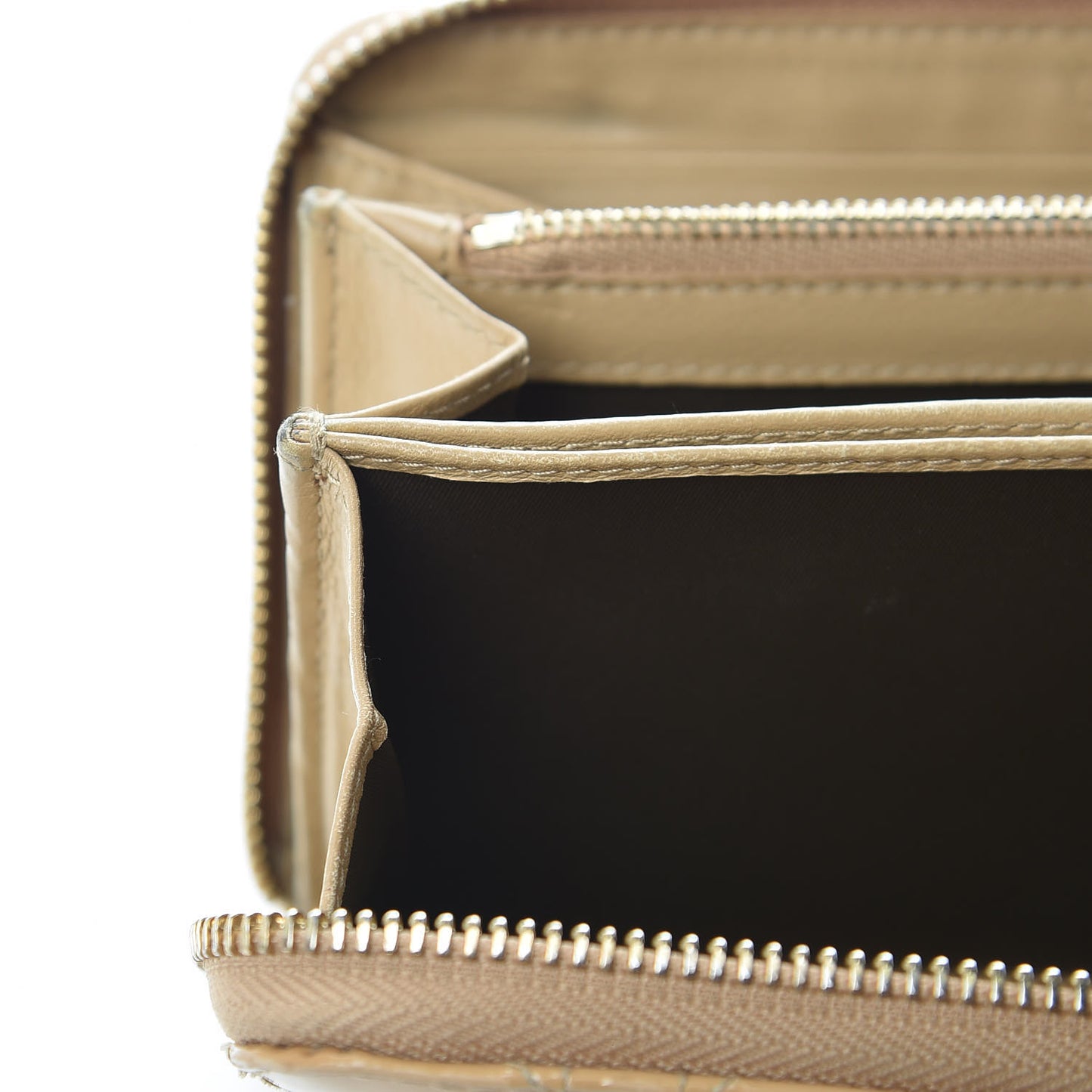 Patent Cannage Lady Dior Continental Zip Wallet Beige
