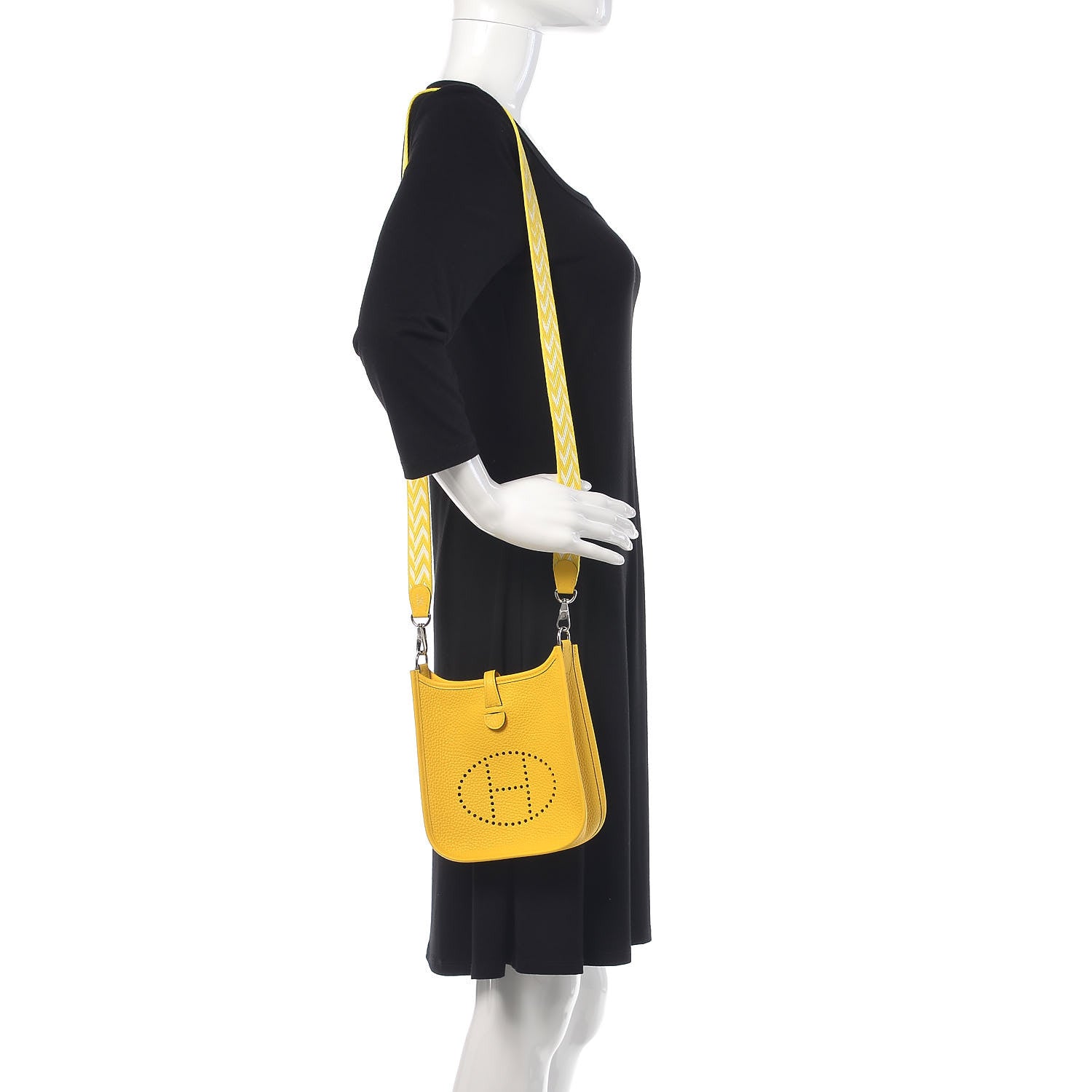 Hermes Taurillon Clemence Amazone Evelyne TPM Jaune De Naples White 2 of 9