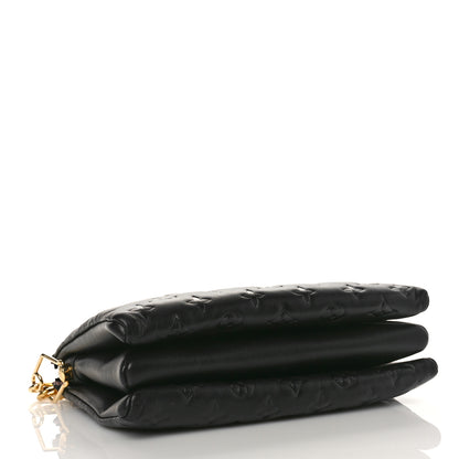 Louis Vuitton Lambskin Embossed Monogram Coussin PM Black 4 of 10