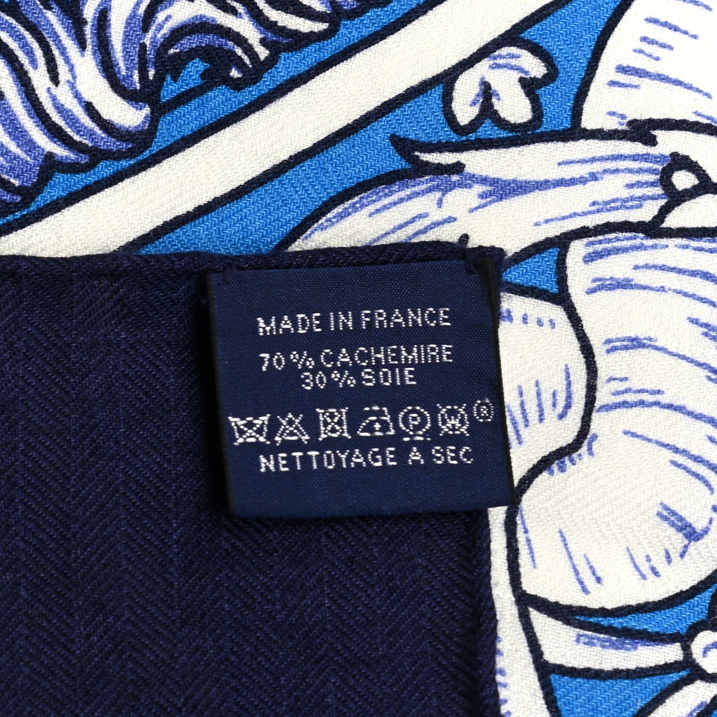 Cashmere Silk Bride De Cour Remix Shawl 140 Bleu Marine Cobalt Gold