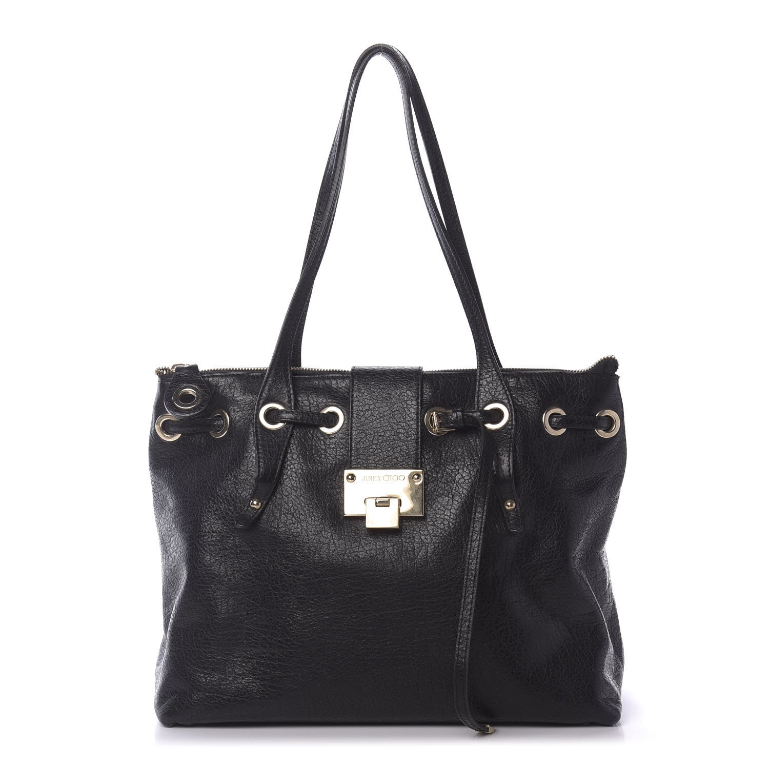 Jimmy Choo Grainy Calfskin Small Rhea Tote Black 1 of 11