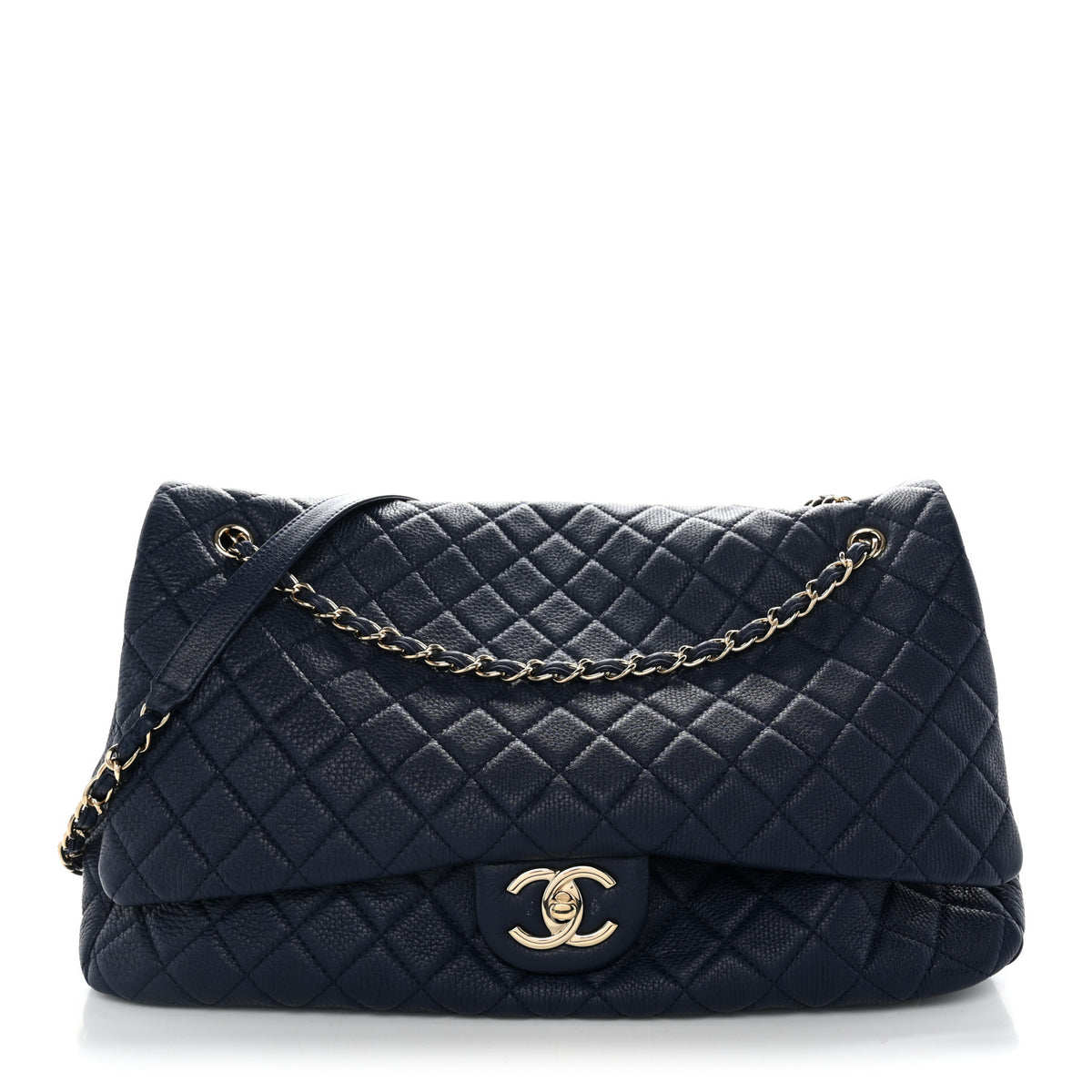 Chanel Calfskin Quilted XXL Travel Flap Bag Navy 1 of 10