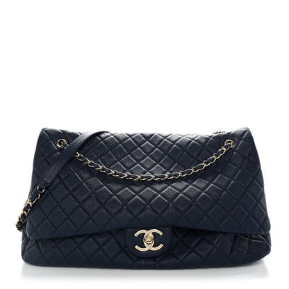 Chanel Calfskin Quilted XXL Travel Flap Bag Navy 1 of 10