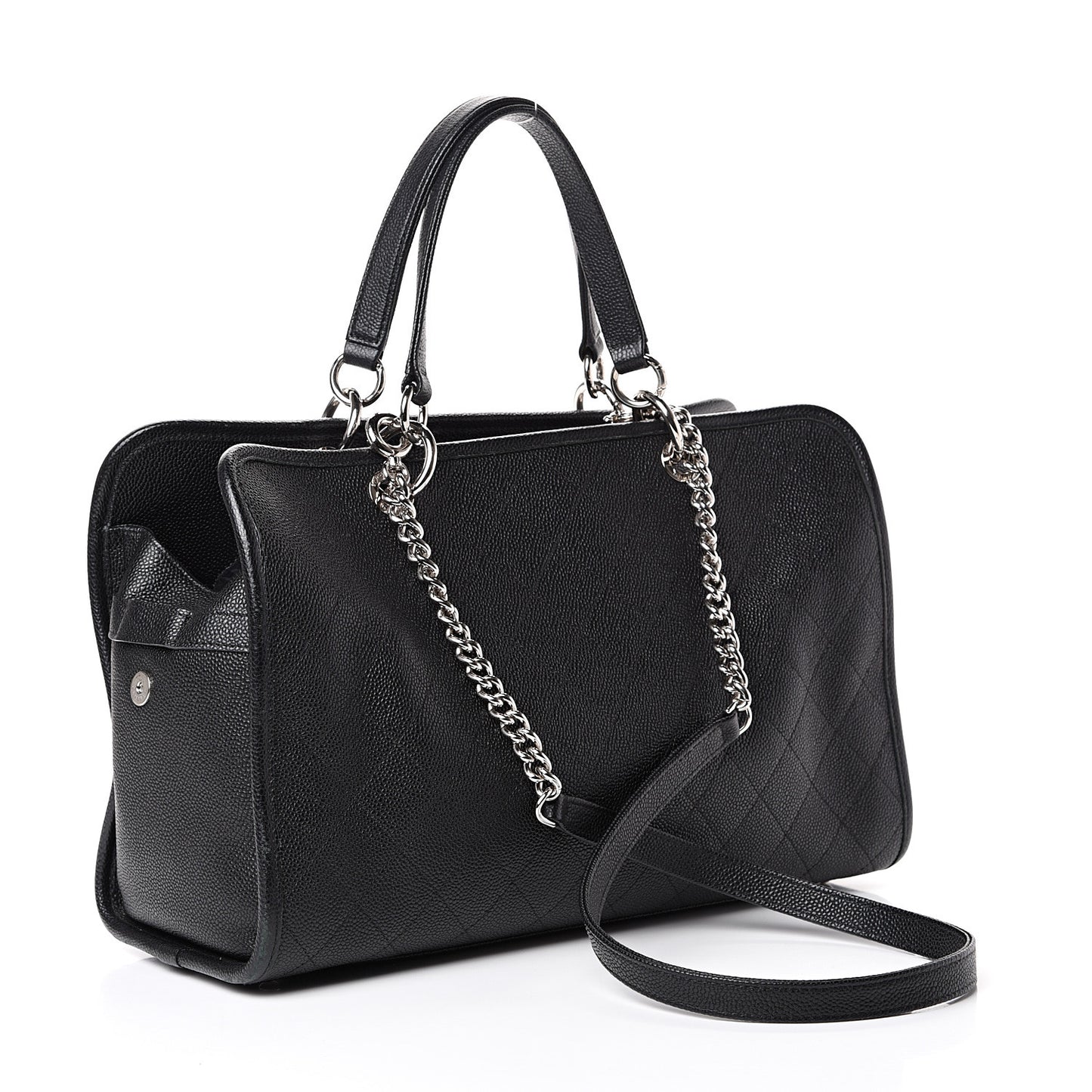 Caviar Stitched Shopping Tote Black