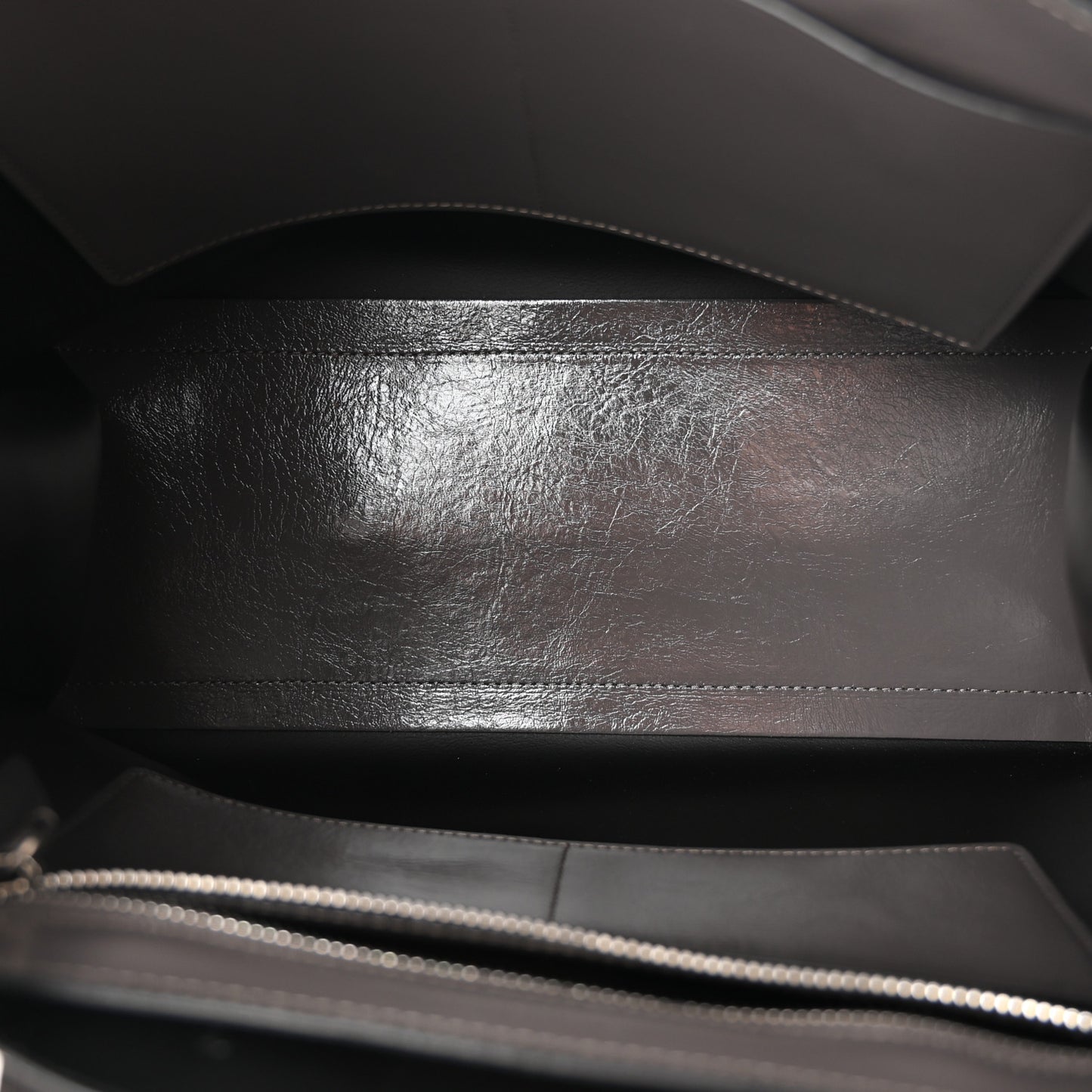 Soft Calfskin Medium Banner Tote Sepia Grey