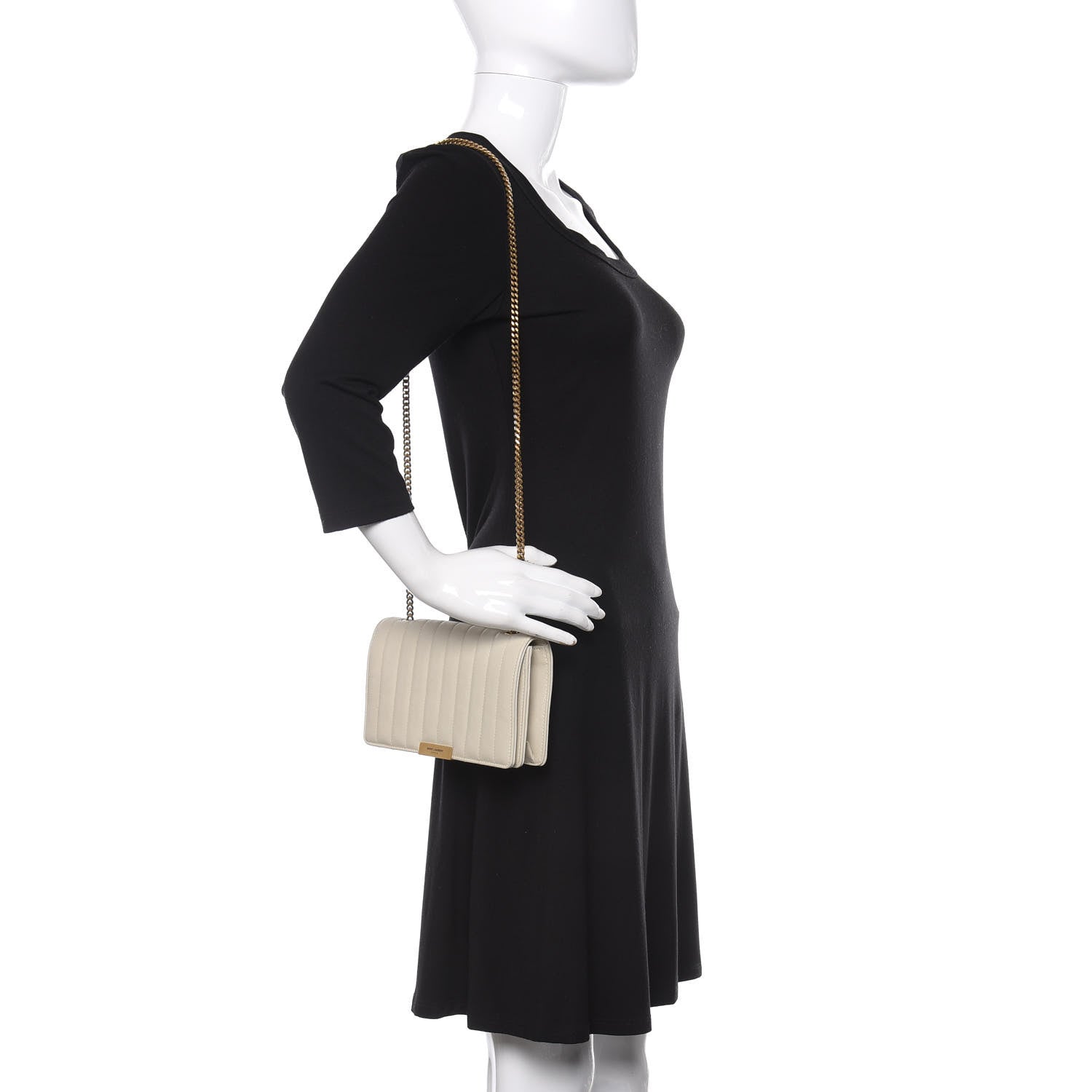 Saint Laurent Lambskin Matelasse Amalia Chain Shoulder Bag Creama Soft 2 of 10