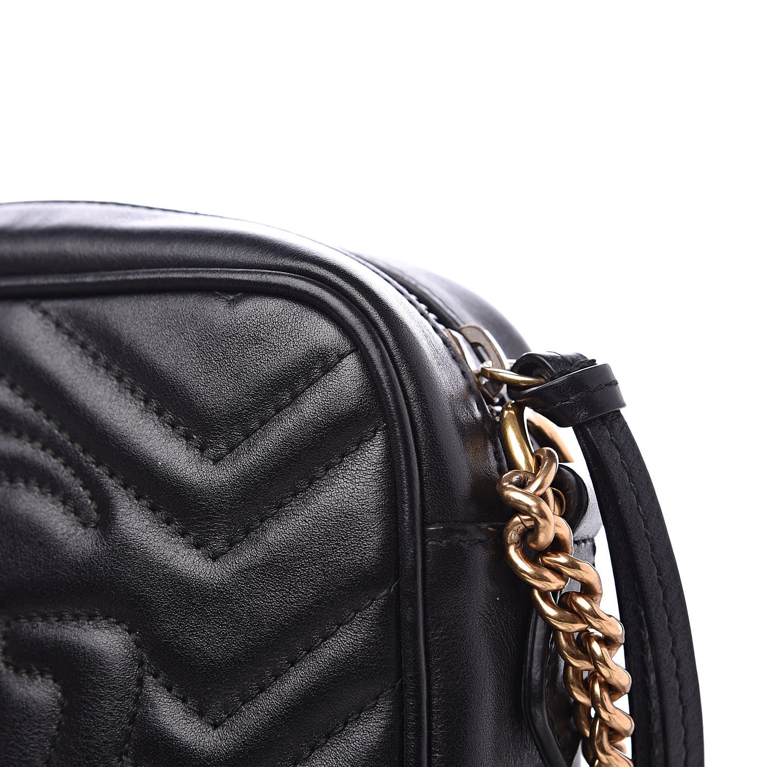 Gucci Calfskin Matelasse Mini GG Marmont Chain Shoulder Bag Black 13 of 13
