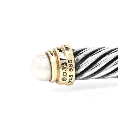 David Yurman Sterling Silver 14K Yellow Gold Pearl 5mm Cable Classics Petite Color Bracelet 4 of 4