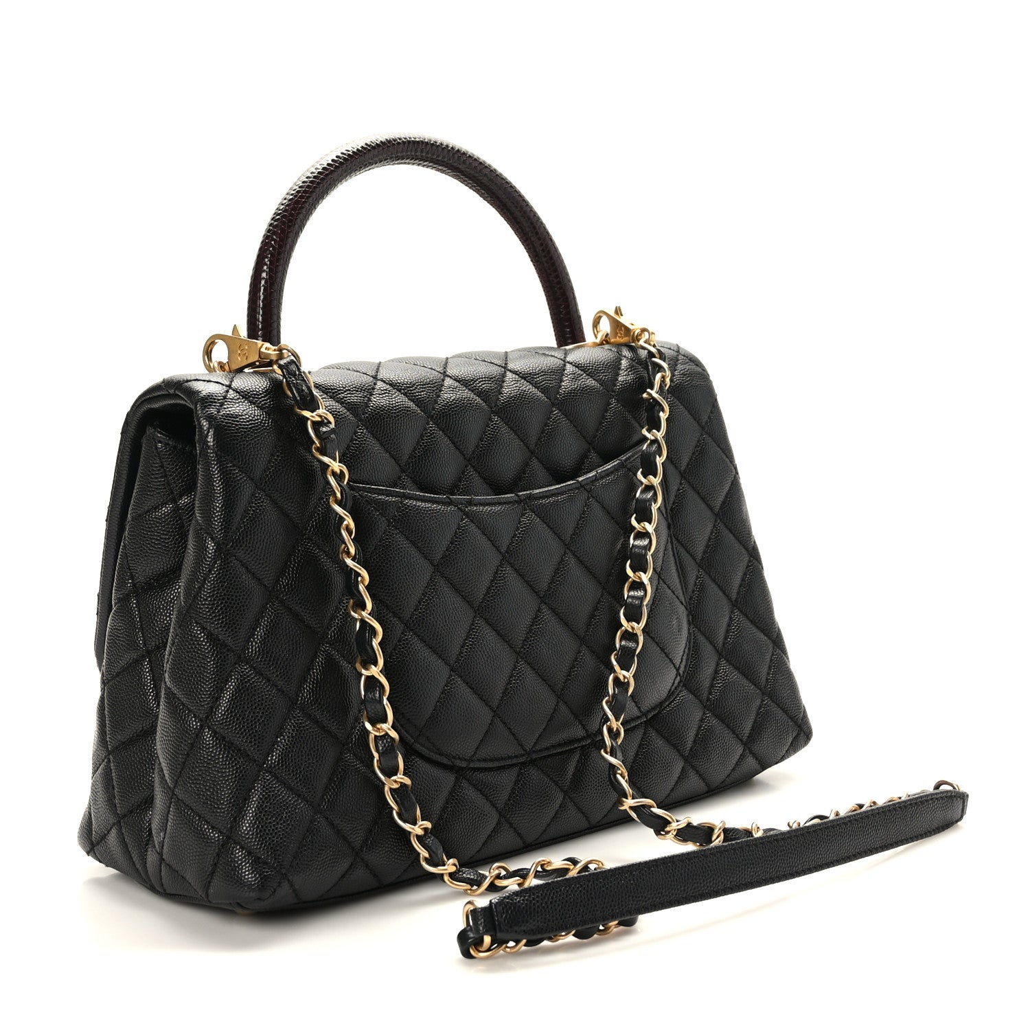 Chanel Caviar Lizard Embossed Quilted Small Coco Handle Flap Black 2 of 8