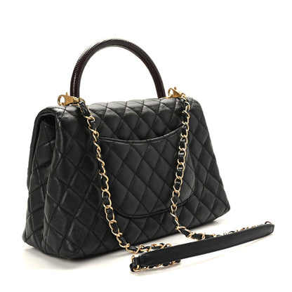 Chanel Caviar Lizard Embossed Quilted Small Coco Handle Flap Black 2 of 8