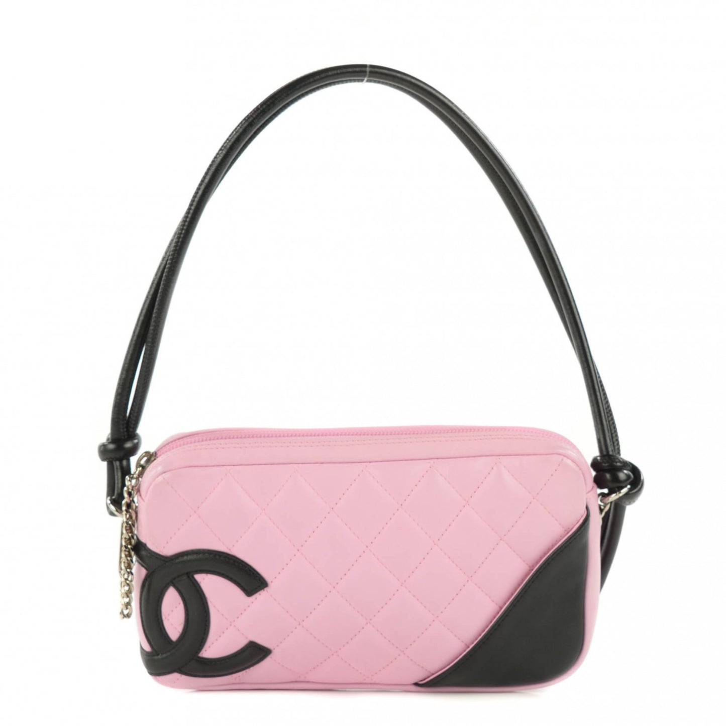 Calfskin Quilted Cambon Pochette Pink Black