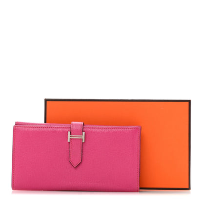 Hermes Chevre Mysore Tri-Fold Bearn Wallet Rose Shocking 11 of 11