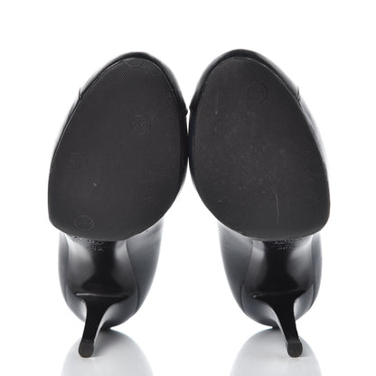 Chanel Lambskin Cap Toe CC Pumps 38.5 Marine Fonce Black 5 of 12
