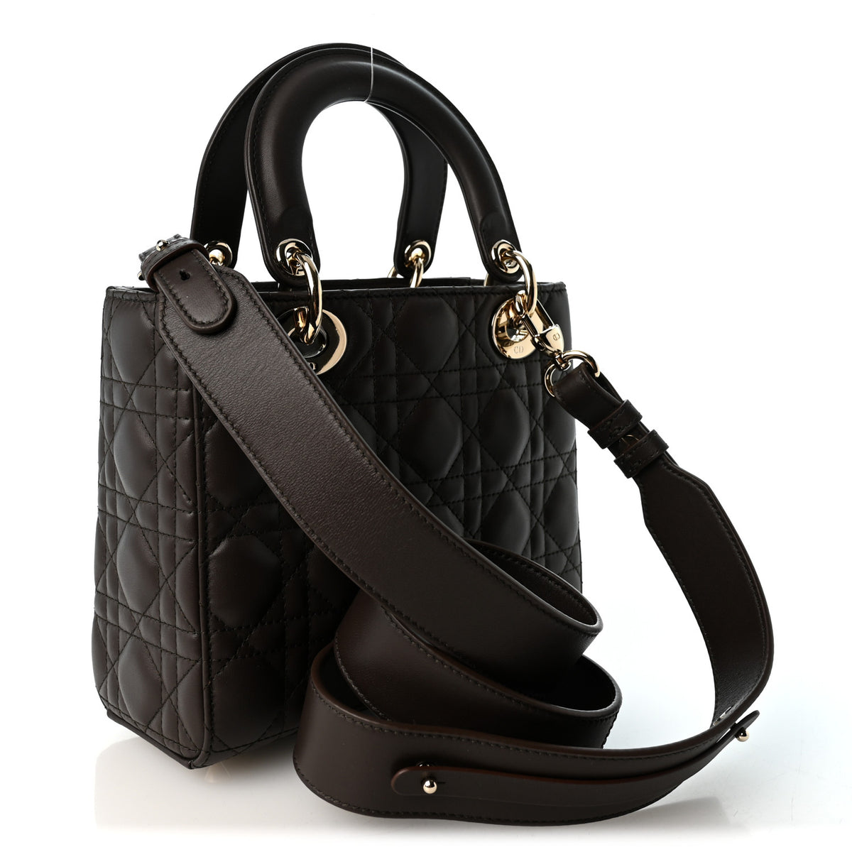 Christian Dior Lambskin Cannage Small My ABCDior Lady Dior Dark Chocolate 3 of 10