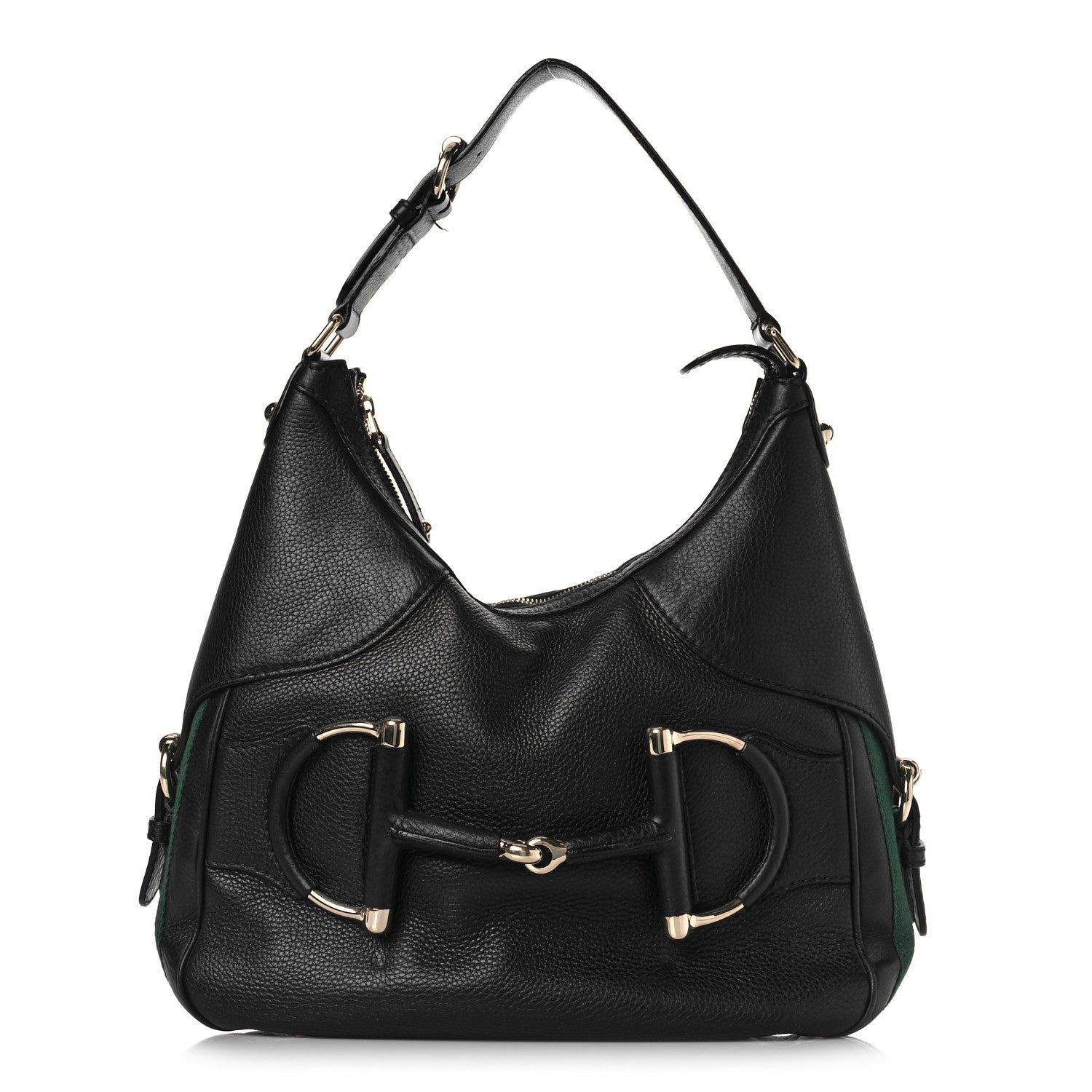 Gucci Calfskin Large Horsebit Web Hobo Black 1 of 9