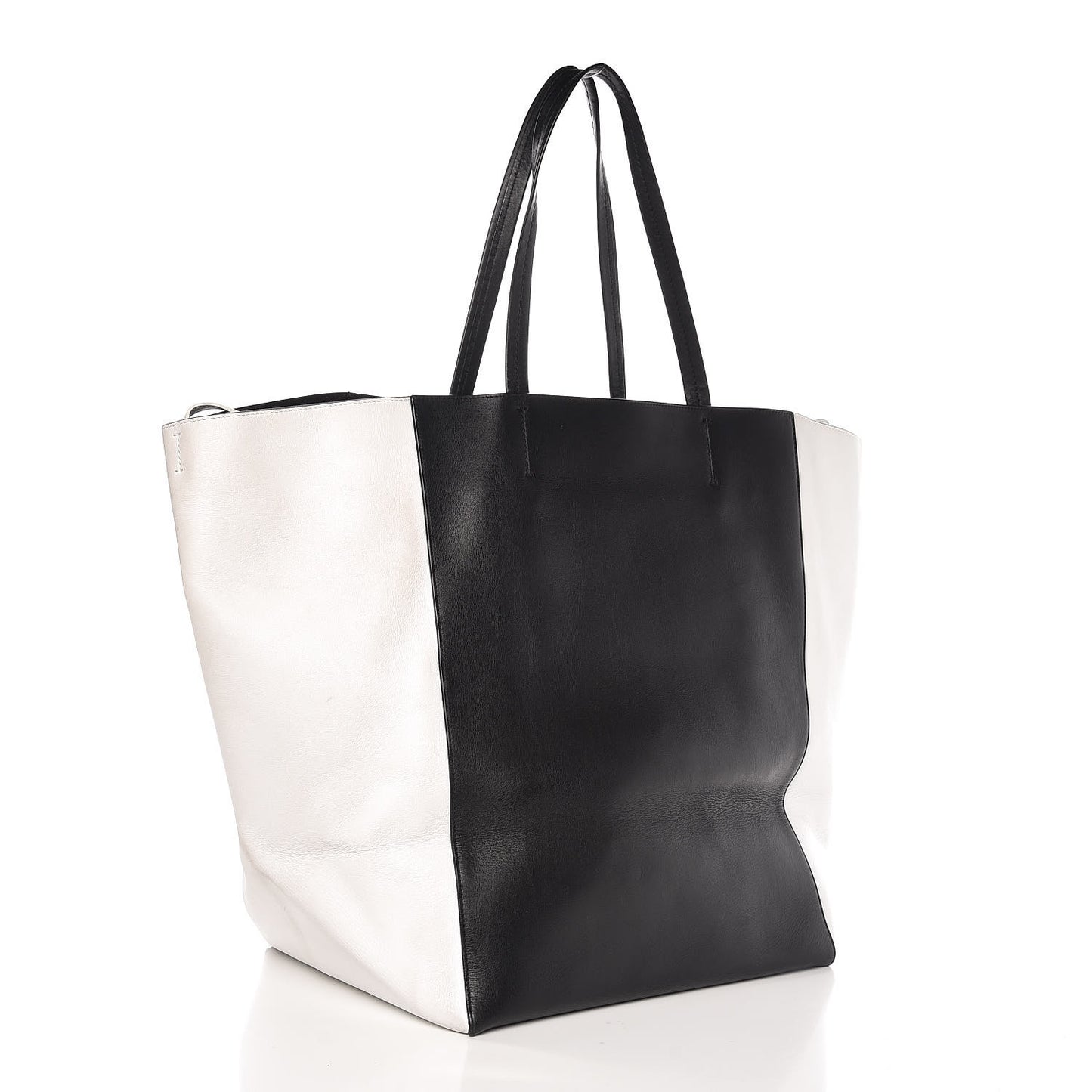 Calfskin Large Horizontal Cabas Phantom White Black