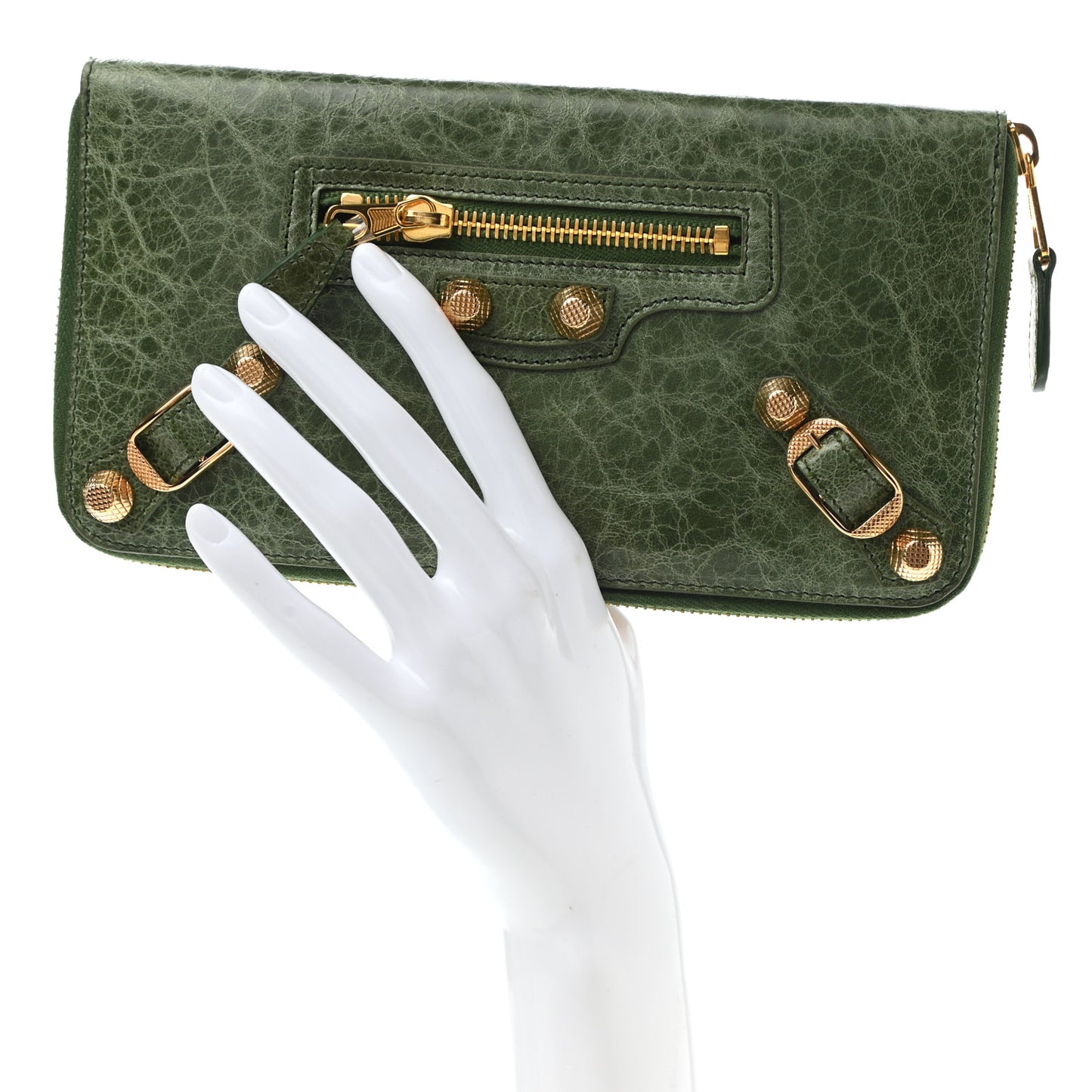 Agneau Arena Giant 12 Gold Hardware Compagnon Wallet Thyme