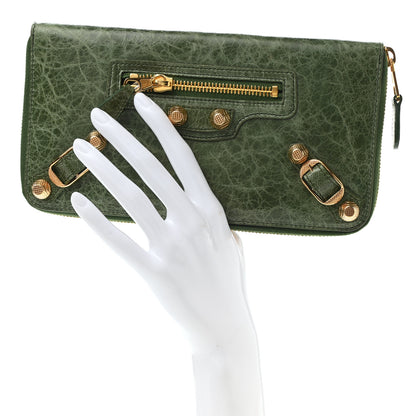 Balenciaga Agneau Arena Giant 12 Gold Hardware Compagnon Wallet Thyme 2 of 8