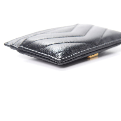 Saint Laurent Grain De Poudre Matelasse Chevron Monogram Credit Card Case Black 10 of 12