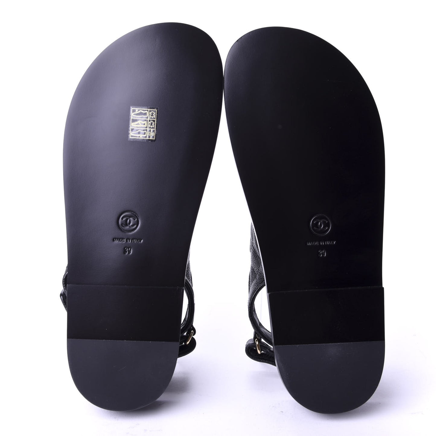 Grained Calfskin Velcro Dad Sandals 39 Black