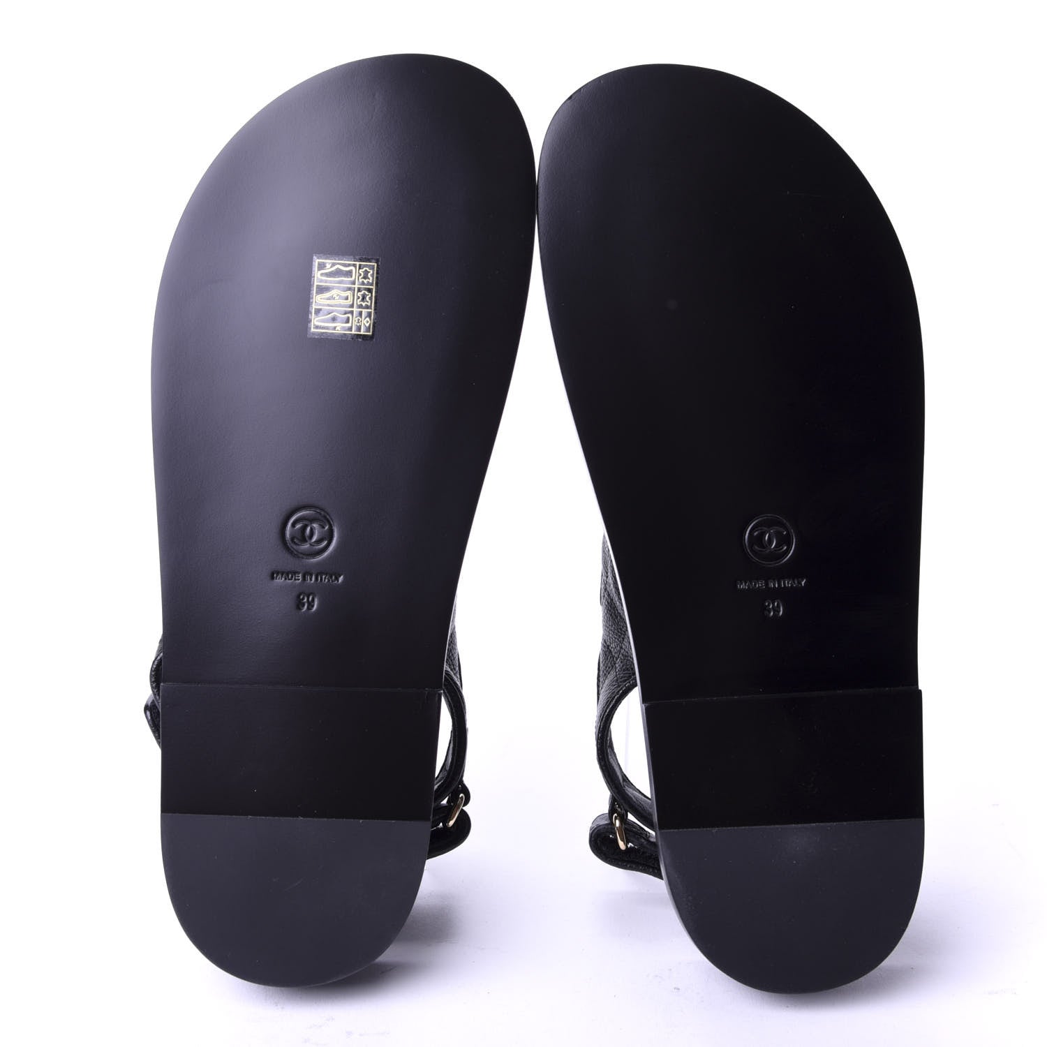 Chanel Grained Calfskin Velcro Dad Sandals 39 Black 5 of 9