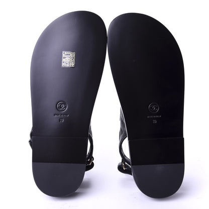 Chanel Grained Calfskin Velcro Dad Sandals 39 Black 5 of 9