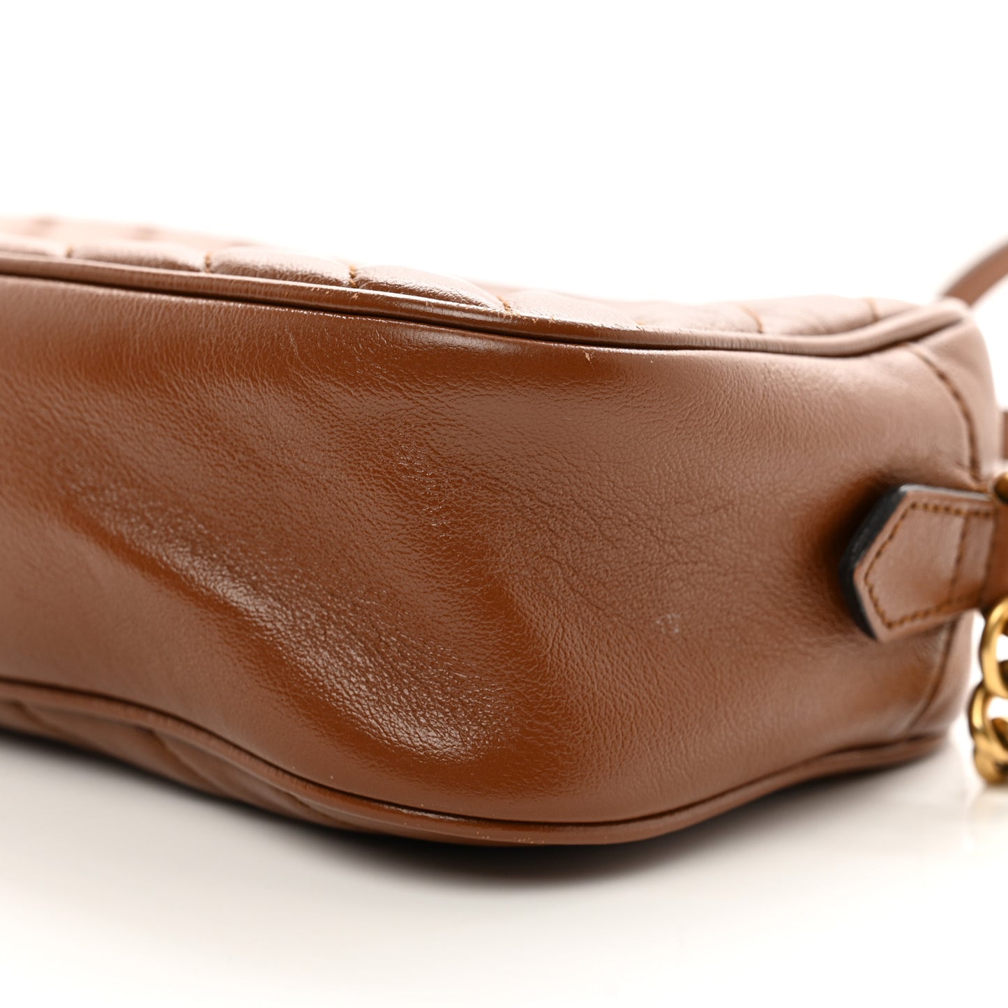 Glazed Calfskin Matelasse Diagonal Small GG Marmont Chain Shoulder Bag Cuir