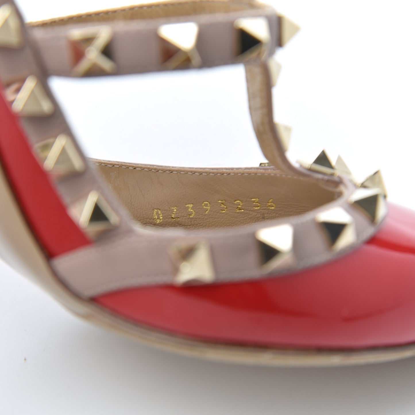 Patent Nappa Rockstud Ankle Strap 100mm Pumps 36 Rosso Valentino Poudre