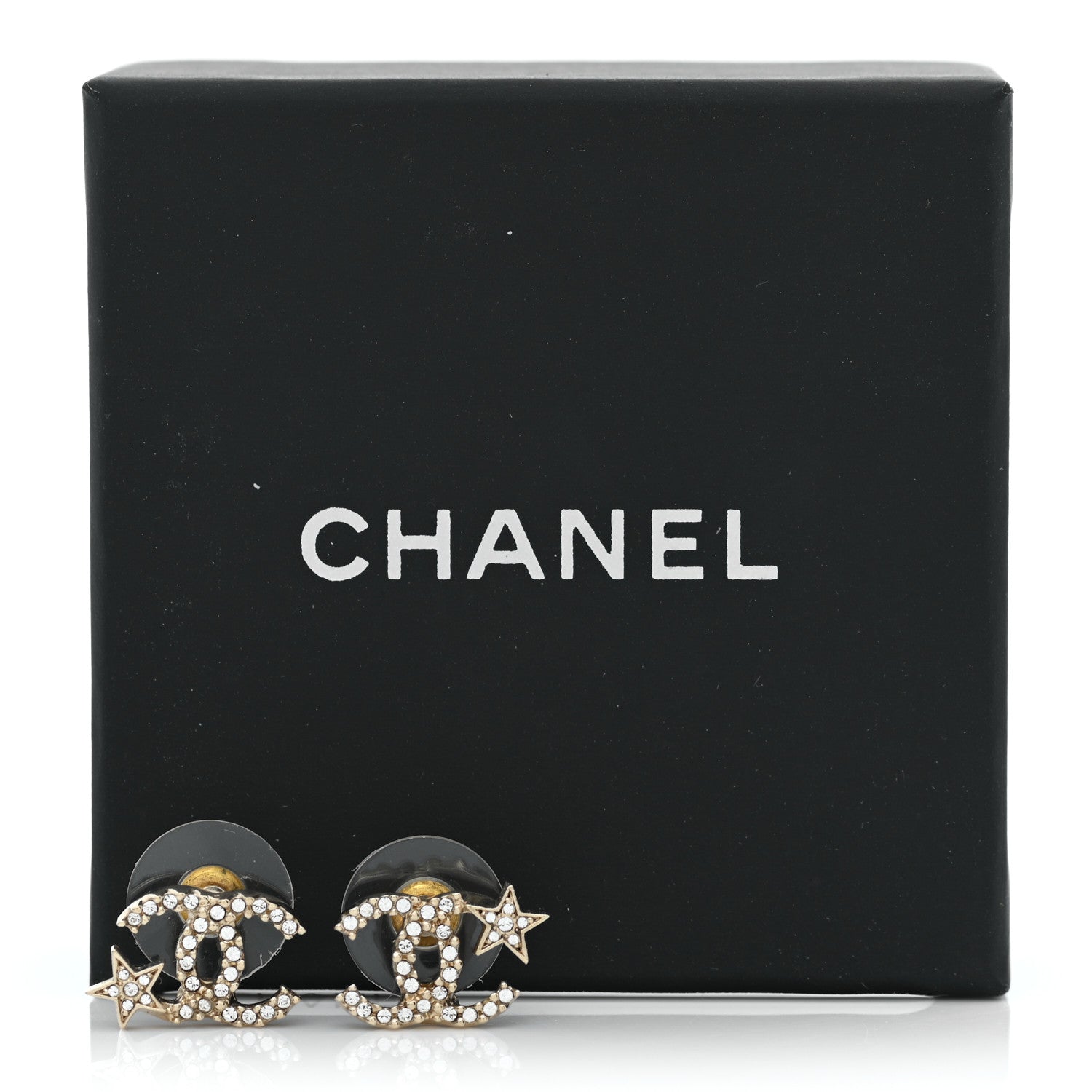 Chanel Crystal CC Starfall Earrings Gold 5 of 5